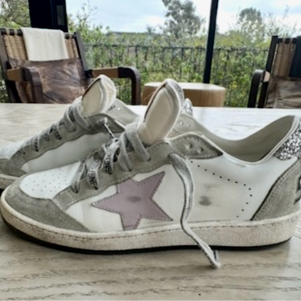 Golden Goose Ballstar Sneakers white/lilac glitter. 100% authentic EU38 worn 2X - Picture 3 of 11